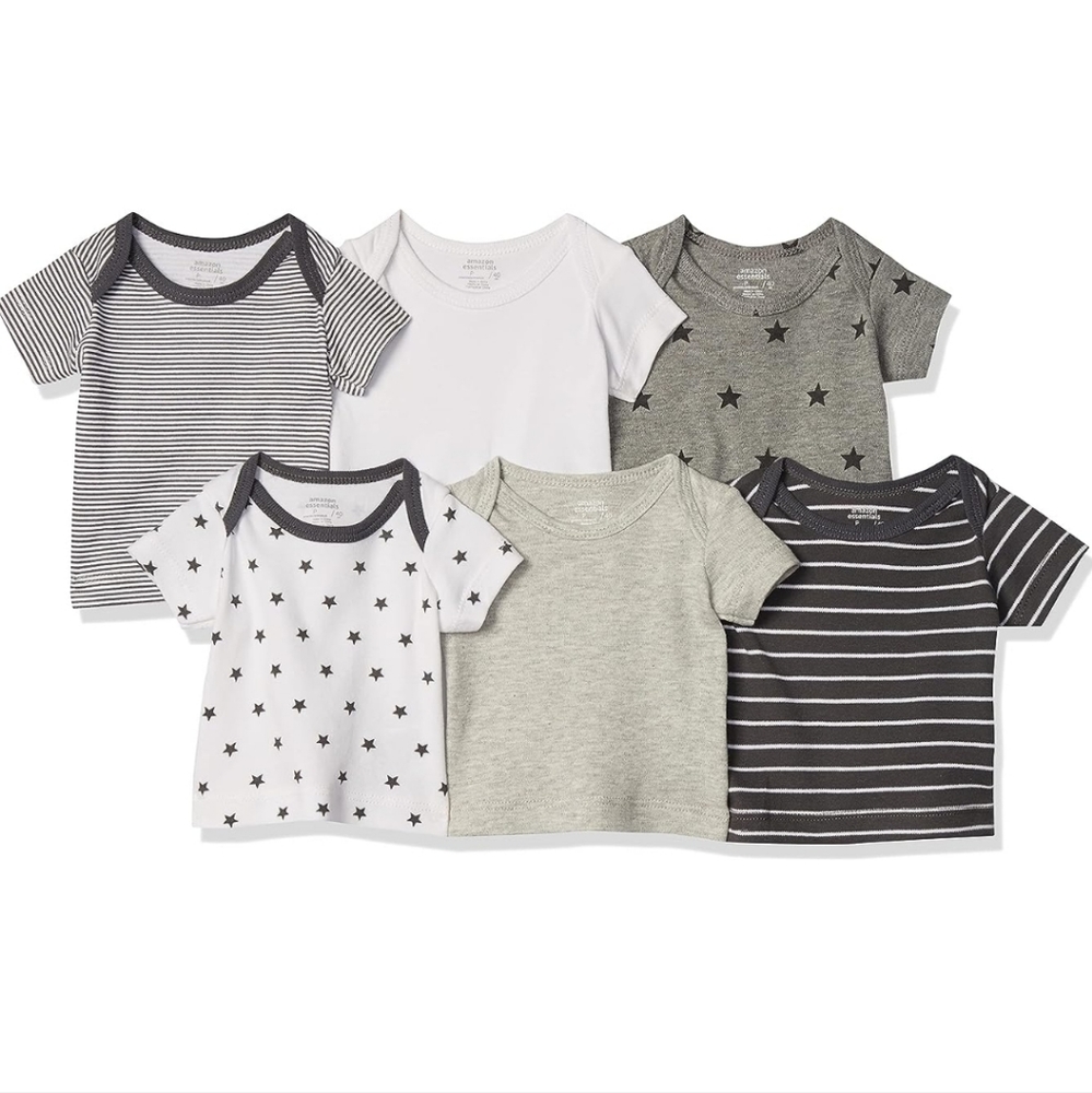 Final Price◇  Amazon Essentials Unisex Babies' Lap-Shoulder Tee, Pack of 6